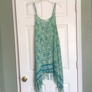 Beach Dress. Green Floral